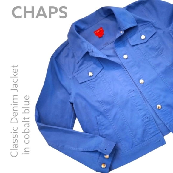 ⛱️ Vintage CHAPS  DENIM The classic denim jacket in cobalt blue - Picture 1 of 8